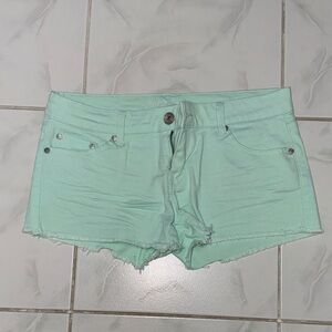 Refuge Mint Green Jean Shorts